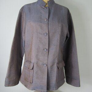New Cupcake Womens L Iridescent Gray Purple 100% Silk Coat Jacket Art to Wear